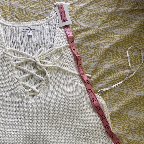 NWOT love tree ivory lace up sweater tank - Picture 5 of 7